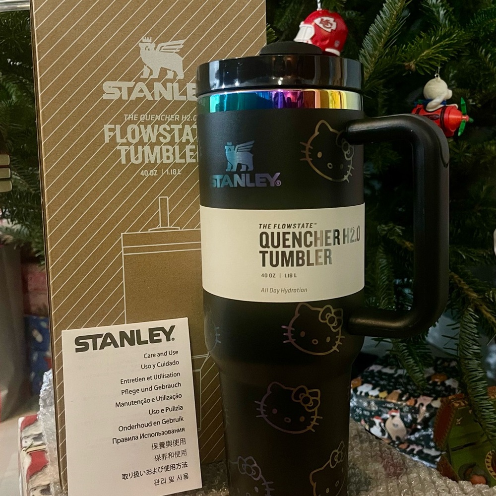 Stanley Black and Rainbow Hello Kitty Tumbler
